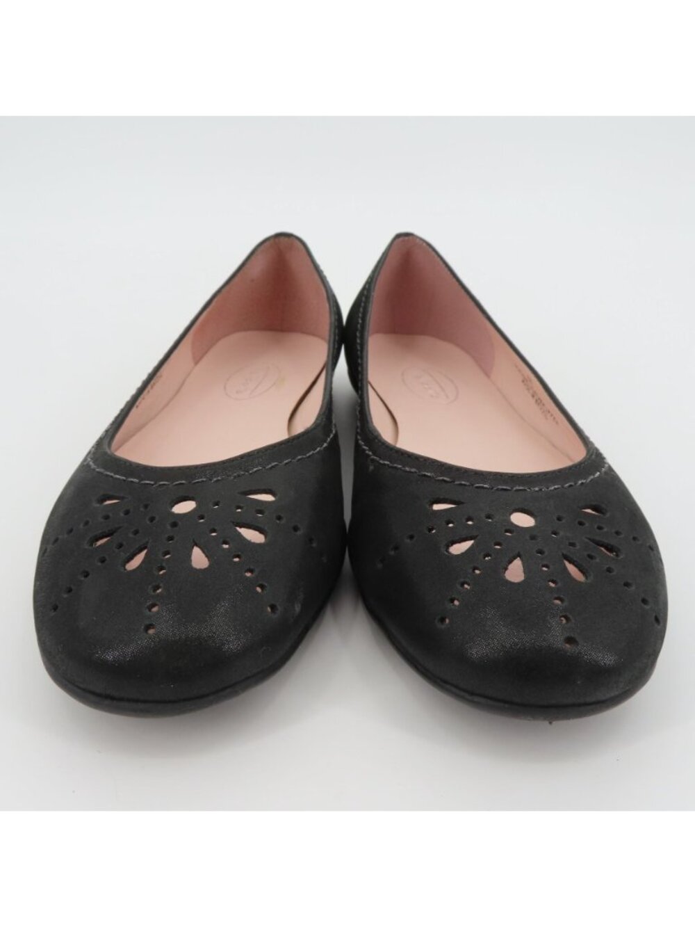 Talbots Women 6 B Shimmer Black Leather Cut Out Round Toe Ballet Flats Shoes - Picture 3 of 11